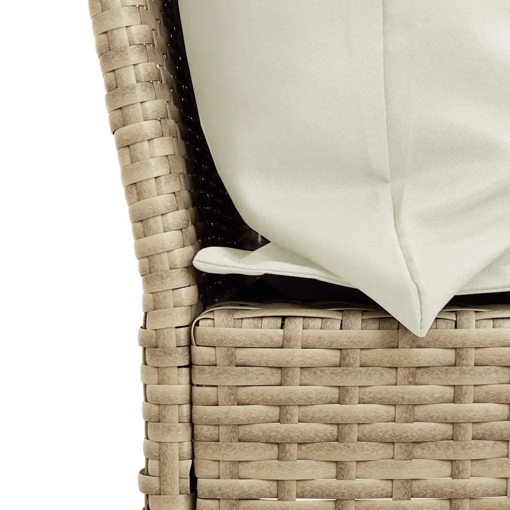 Set Divano da Giardino 4 pz con Cuscini a L Beige in Polyrattan