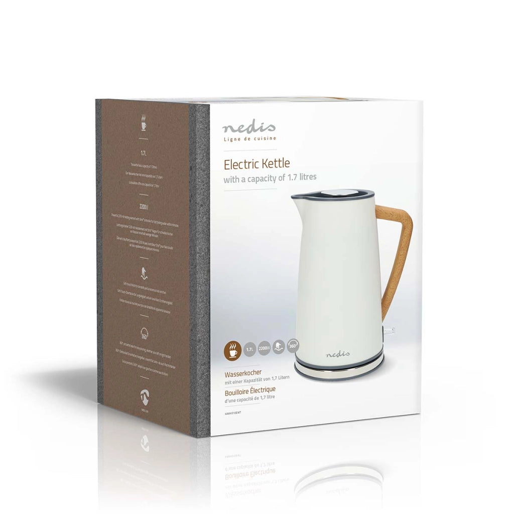 Bollitore elettrico Soft Touch da 1,7 l 2200 W con regolatore Strix Bianco Nedis