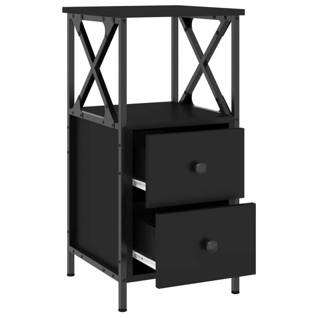 Comodino | Armadio da Notte | Mobiletto da notte Nero 34x35,5x70 cm in Legno Multistrato