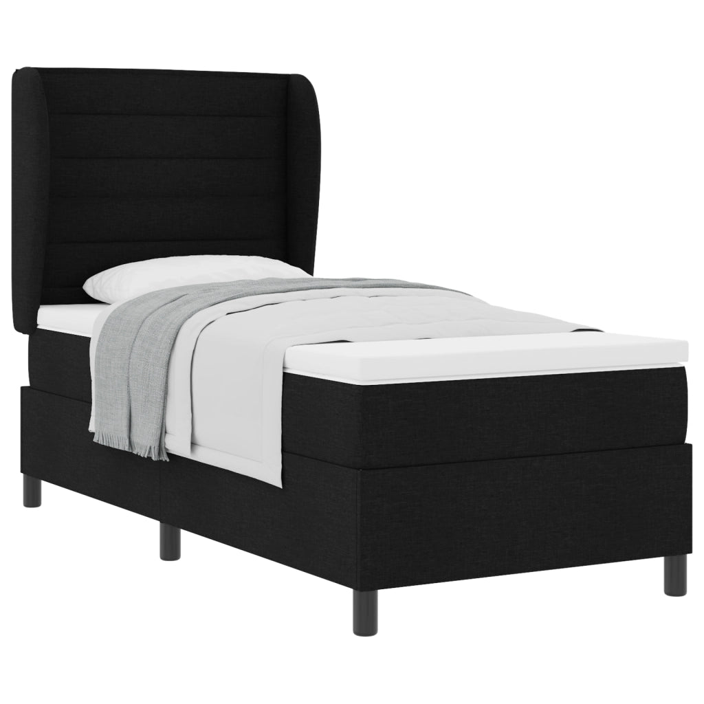 Letto Box Spring con Materasso  Nero 80x200 cm Tessuto