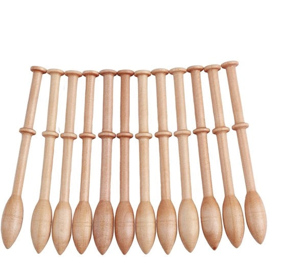 Kantklos in legno da 12 pezzi - Antico vintage - Weefacquisto - Sostenibile - 11 cm di lunghezza