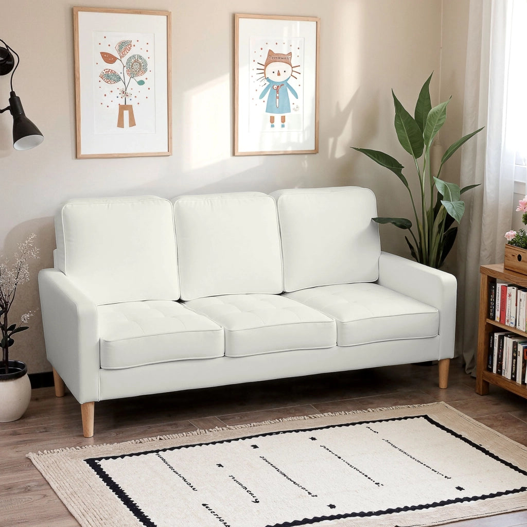 Divano 3 posti in velluto ¨C zephmum ¨C crema 185x79x82