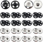 Confezione da 60 pezzi di drukknopen in nero e argento per manutenzione di abbigliamento, 7 mm