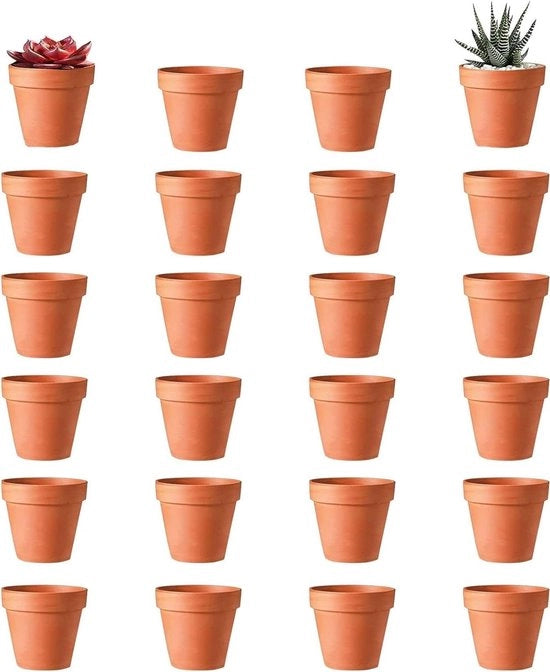 Ciotola per piante miniatura in terracotta da 24 pezzi, 24 x 3 cm, con foro di drenaggio, per decorazione interna ed esterna.