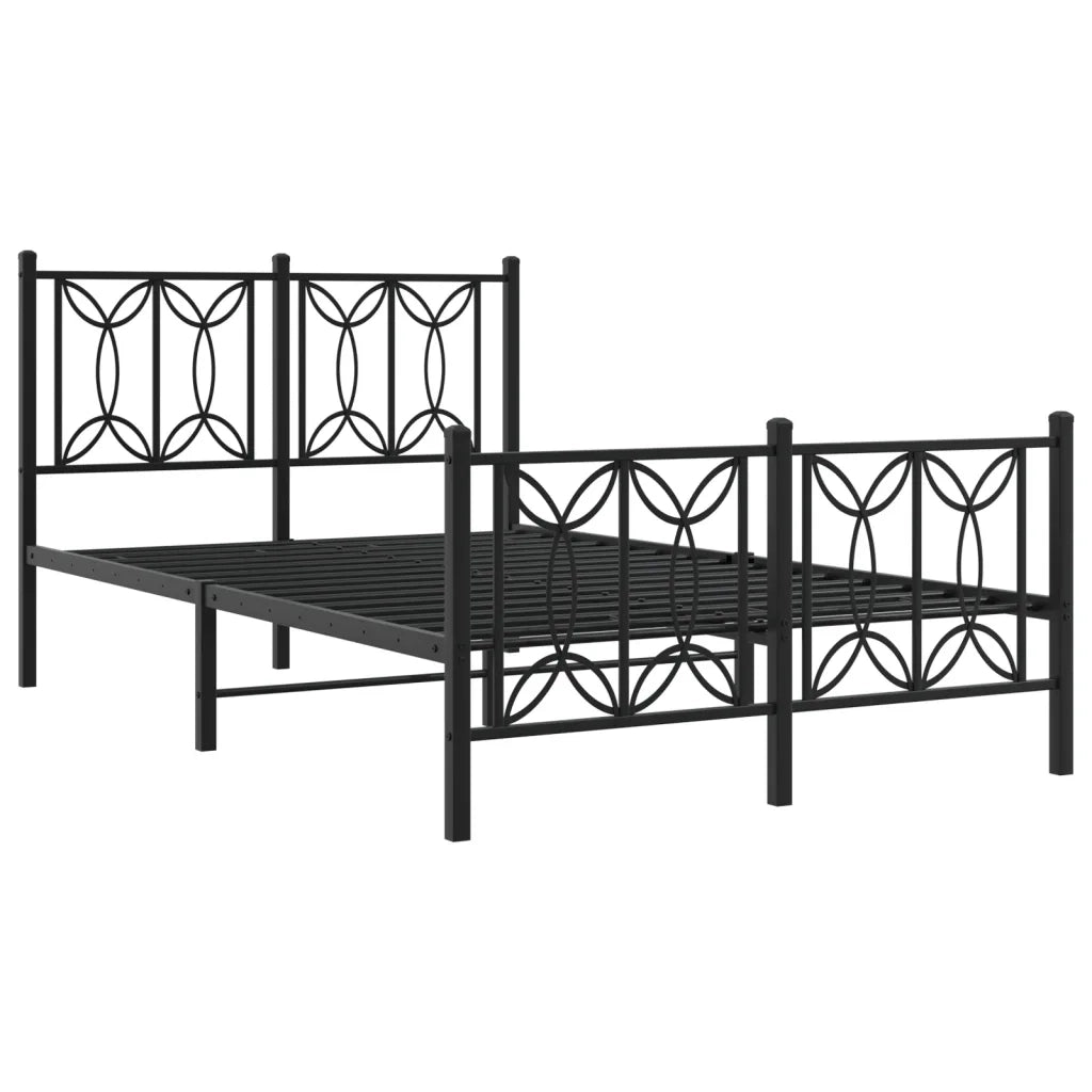 Giroletto con Testiera e Pediera Metallo Nero 120x190 cm 376143