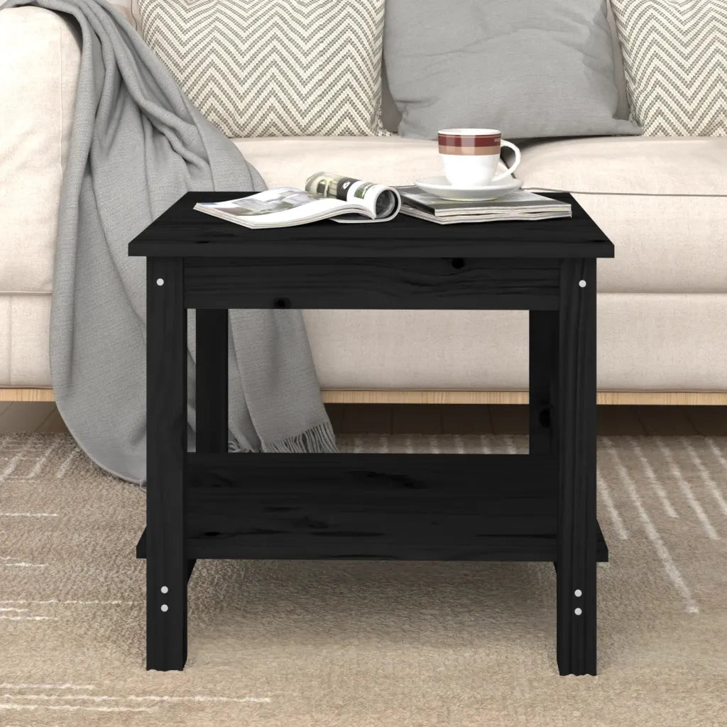 Tavolino da Salotto Nero 50x50x45 cm Legno Massello di Pino 822281