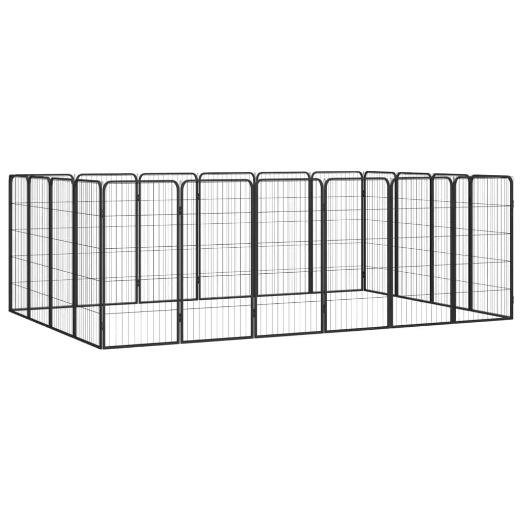 Recinto per cani 20 pannelli 50 x 100 cm acciaio verniciato a polvere nero 02_0043618