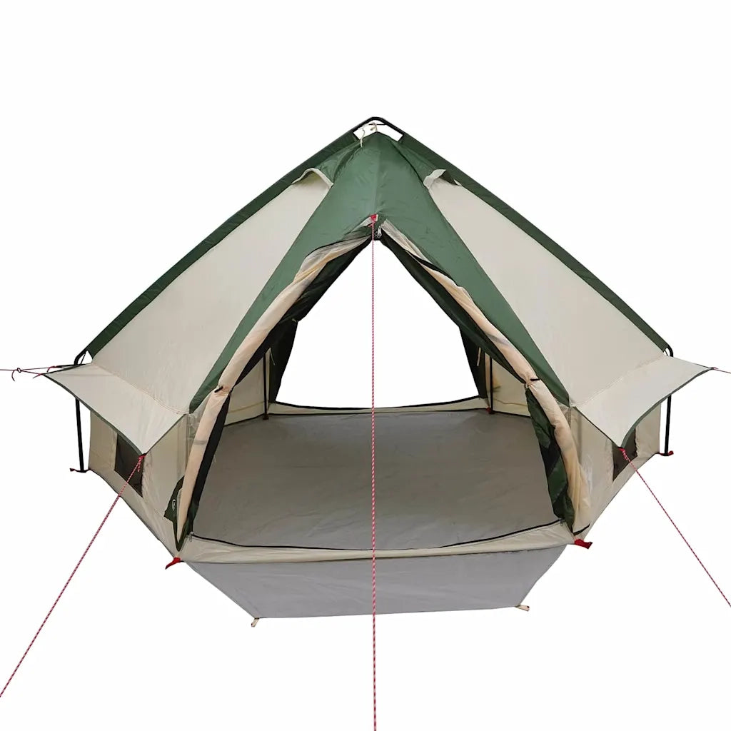 Tenda Teepee per 4 persone-Tenda da campeggio Verde e Grigio 388 x 320 x 169 cm