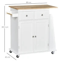 Carrello da Cucina Portaspezie a 3 Livelli e 4 Ruote in MDF e Truciolato, 89x45x89cm, Bianco