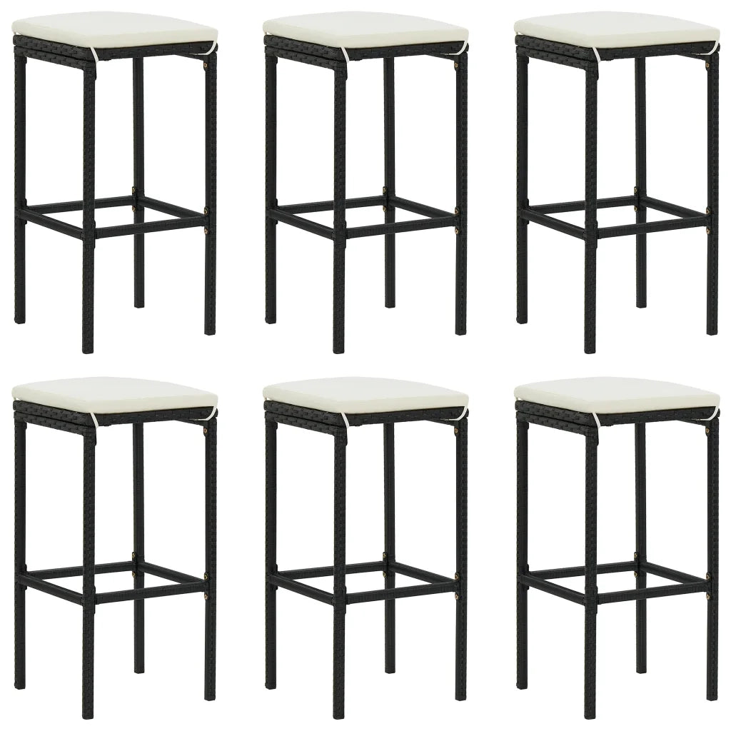 Set Bar da Giardino 8 pz con Cuscini in Polyrattan Nero 3064926