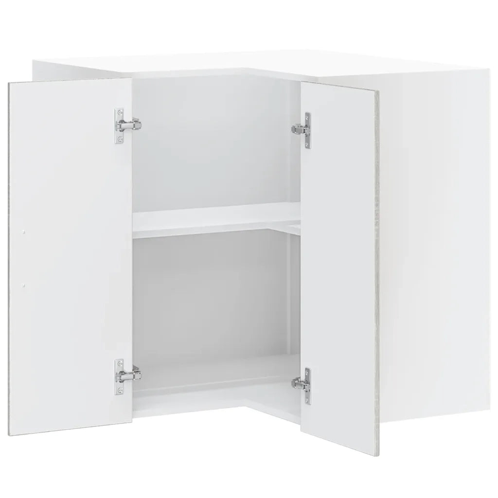Mobile angolare da cucina a parete dal design moderno ottimizzante per lo spazio 57 x 57 x 60 cm in legno composito grigio 02_0050408