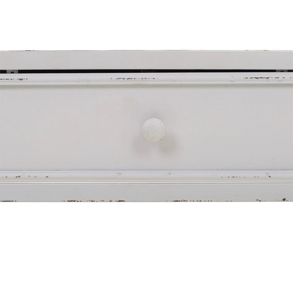 Specchio da terra e cassetto in metallo bianco 65x38x184h