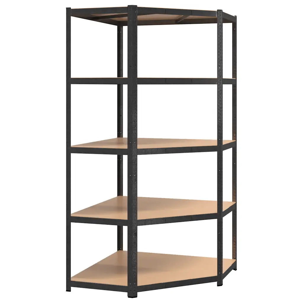 Scaffale Angolare Resistente 5 Ripiani Grigio Acciaio e Legno CFW2524600