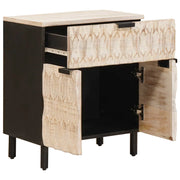 Comodino | Armadio da Notte | Mobiletto da notte Bianco 50 x 33 x 60 cm Legno di mango massello