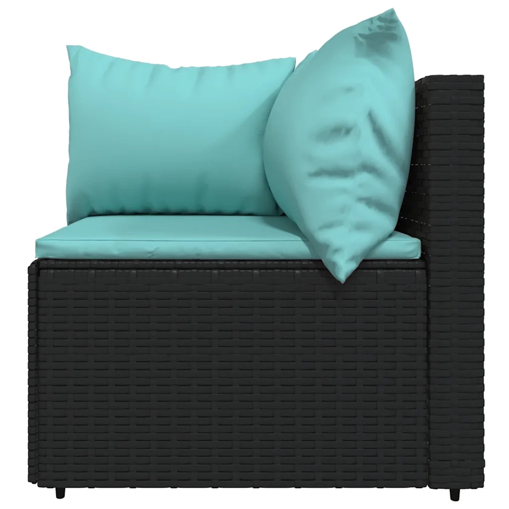 Set Divani da Giardino 3 pz con Cuscini Nero in Polyrattan 319796