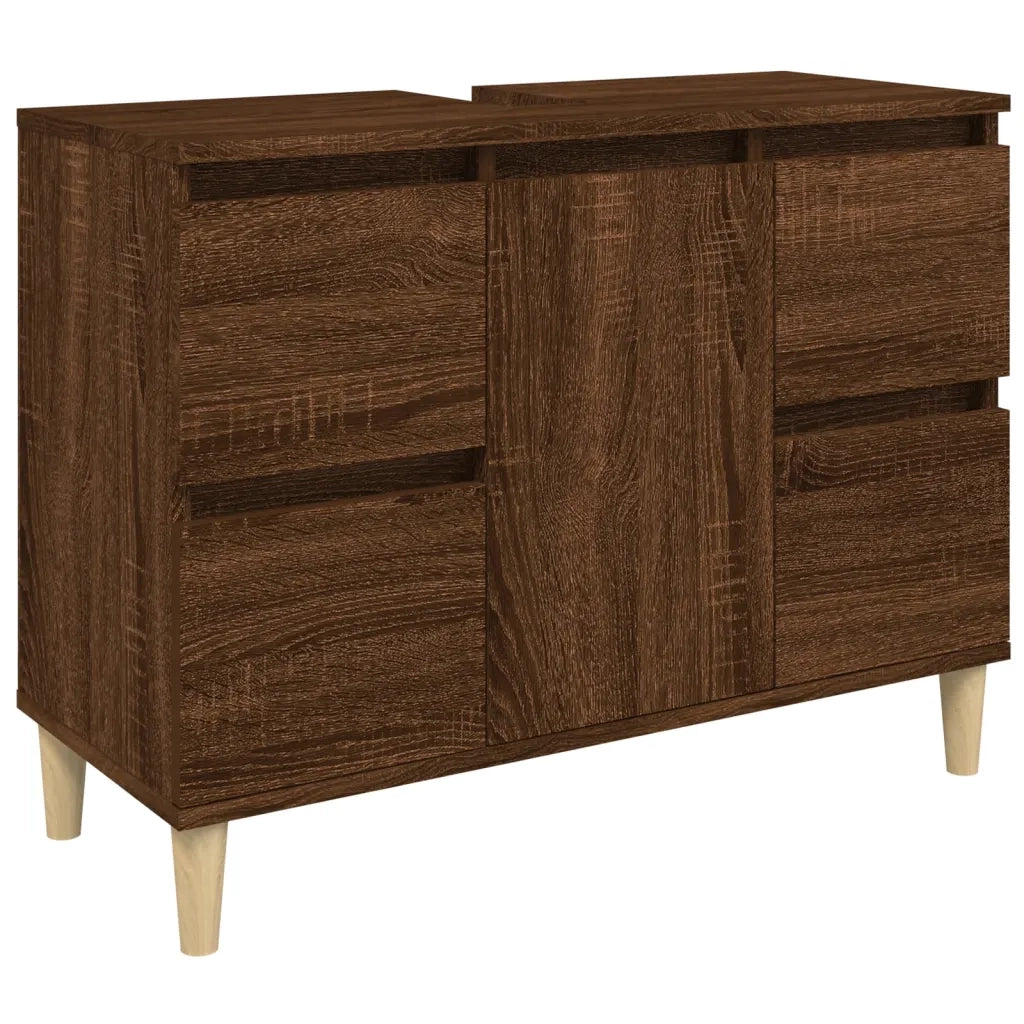 Mobile Lavabo Rovere Marrone 80x33x60 cm in Legno Multistrato 821275