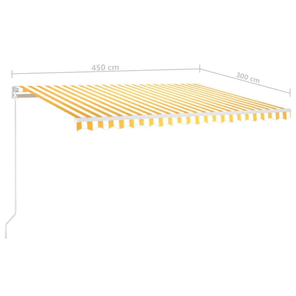 Tenda da Sole Retrattile Manuale e LED 450x300 cm Gialla Bianca 3068923