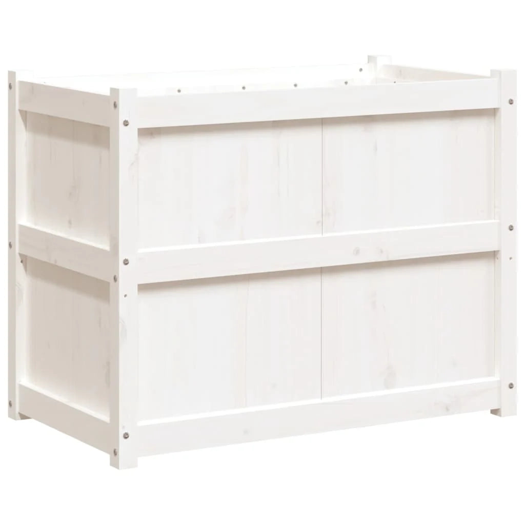 Fioriera rialzata per piante e fiori terrazza/giardino 90 x 50 x 70 cm legno di pino massiccio bianco 02_0038005