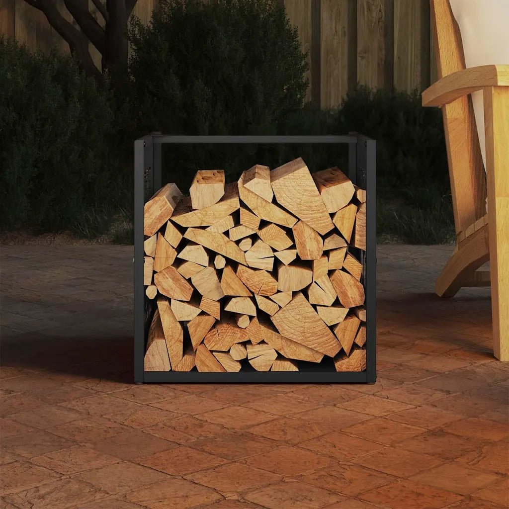 Rastrelliera per Legna da Ardere Nera 40x40x40 cm CFW8603078