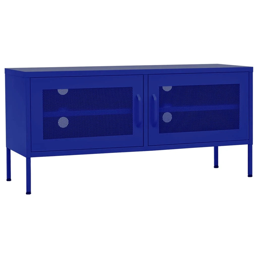 Mobile TV multimediale scaffale TV mobile TV sala da pranzo soggiorno camera da letto blu navy 105 x 35 x 50 cm acciaio blu 02_0027687