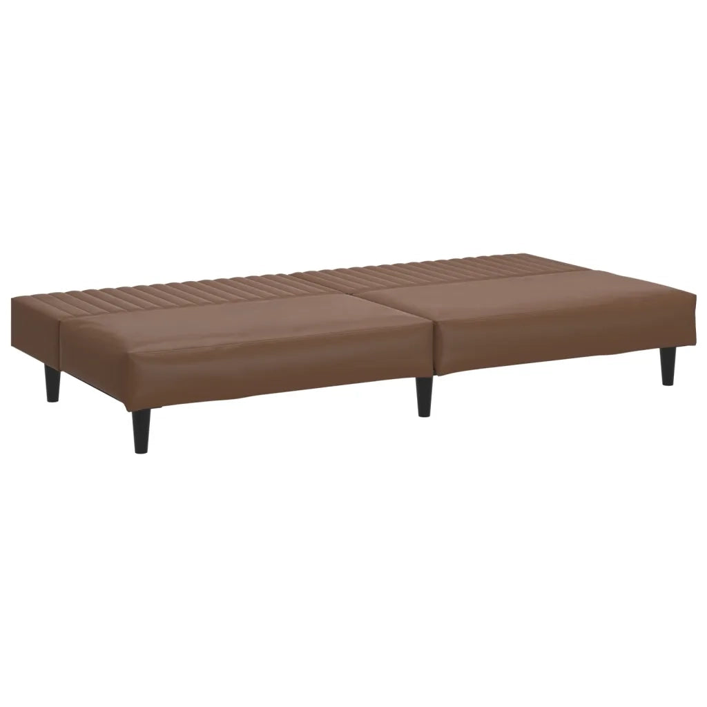 Divano Letto a 2 Posti Marrone in Similpelle 375948