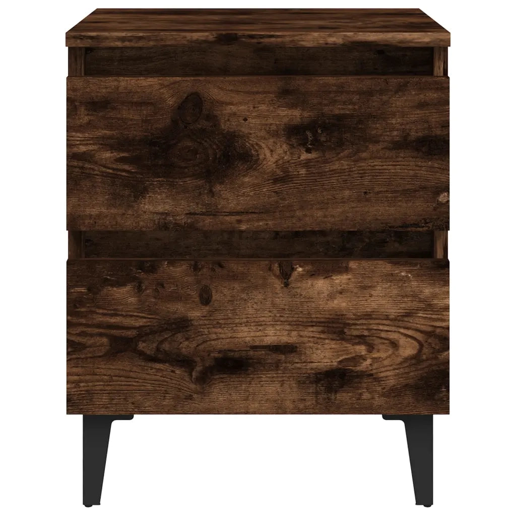 Comodino con Gambe in Metallo Rovere Fumo 40x35x50 cm 813128