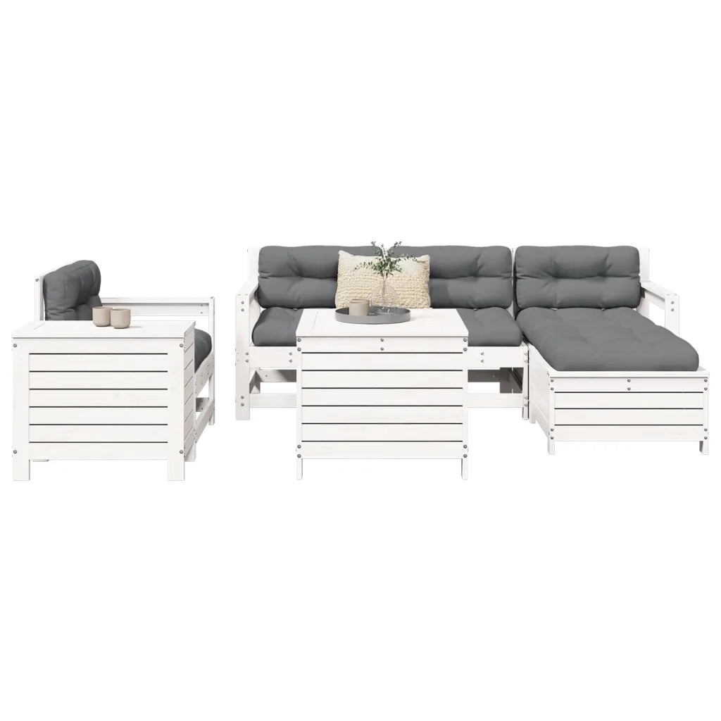 Set Divani da Giardino 7 pz Bianco in Legno Massello di Pinocod mxl 92935