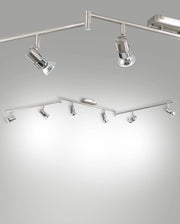 Faretto Alice in metallo finitura nichel satinato per interni, 6 luci attacco GU10 max 15W, design elegante e moderno, Codice 2554-86-178