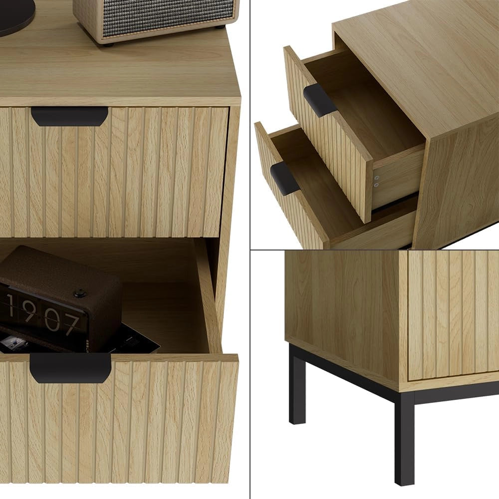 Comodino Lennox, Rovere, 40 x 52 cm Set di 2