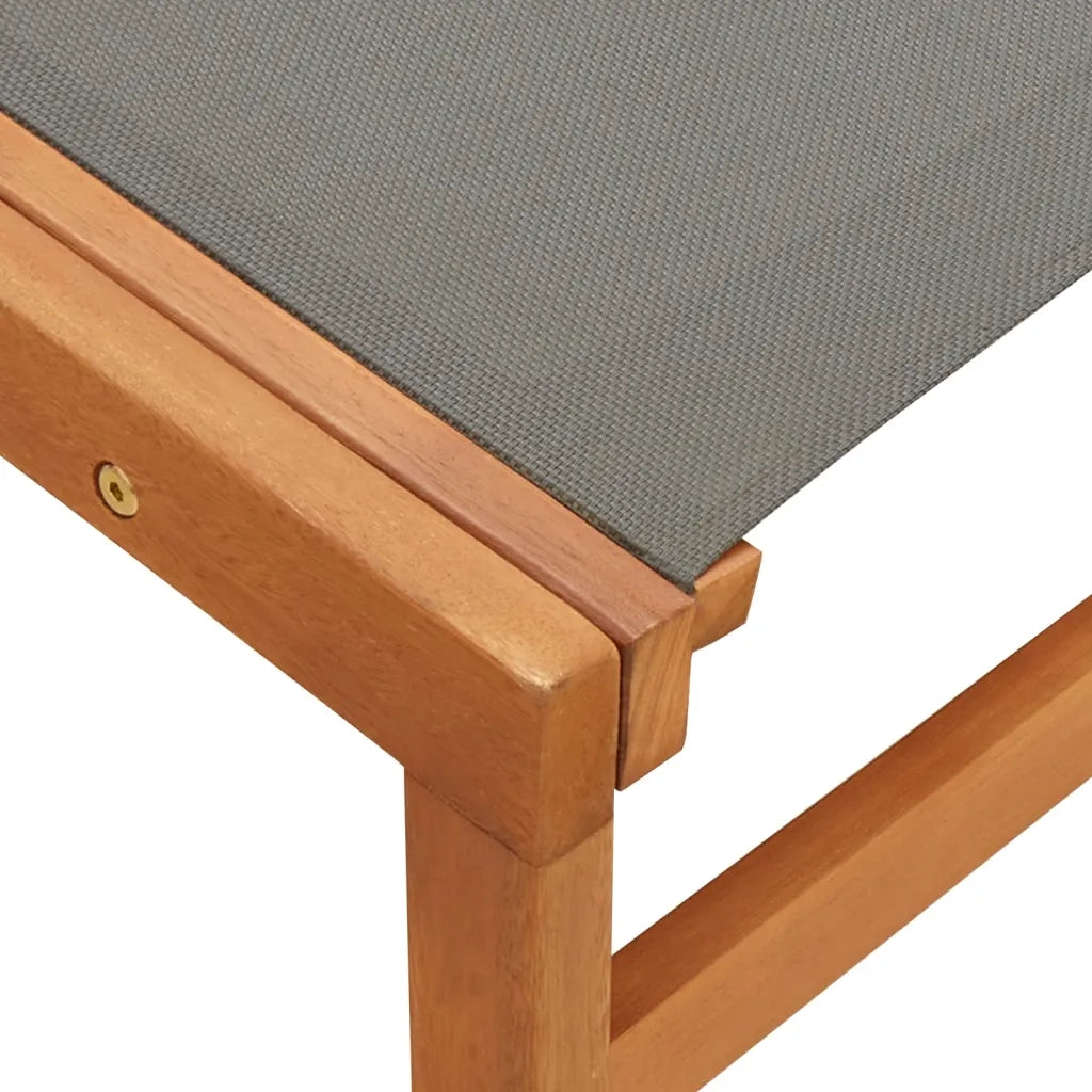 Sedia da Giardino con Pouf Grigia Eucalipto e Textilene  cod mxl 20426