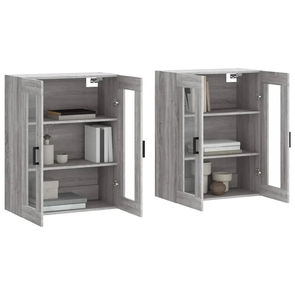 Armadietti a Parete 2 pz Grigio Sonoma in Legno Multistrato 3197943
