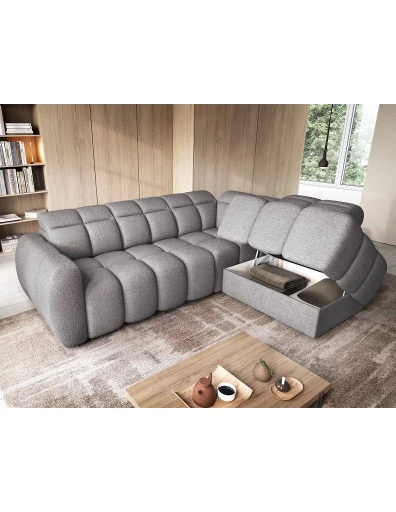Divano ad angolo elettrico RONDA 4 posti grigio – angolo destro – versione 2