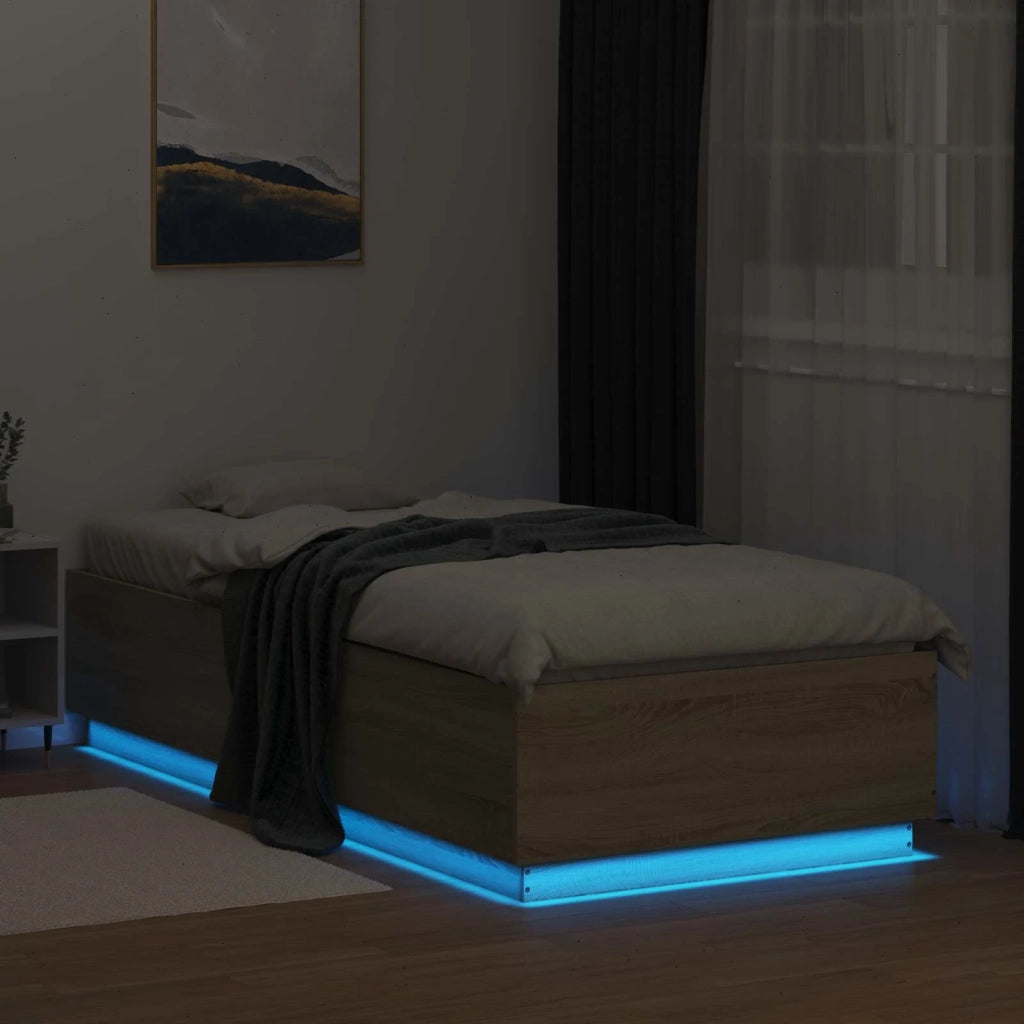 Letto con LED Rovere Sonoma 80 x 200 cm Legno ingegnerizzato 3429566