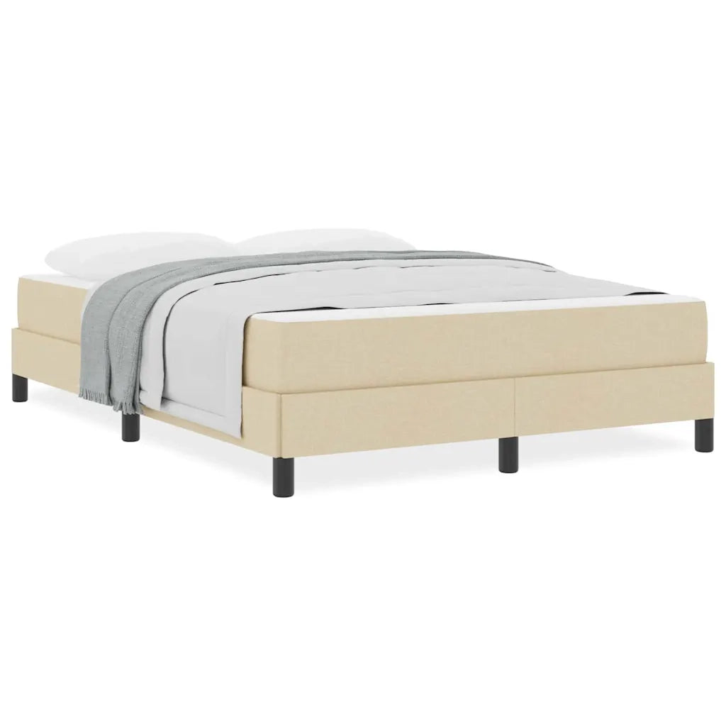vidaXL Letto a molle con materasso Crema 140 x 190 cm Tessuto