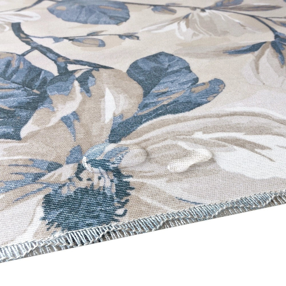 Tovaglia Antimacchia Bordata Tavolo Cucina Cotone Plastificato Fiori Shabby Chic Country - Tonda Diametro 155 Cm