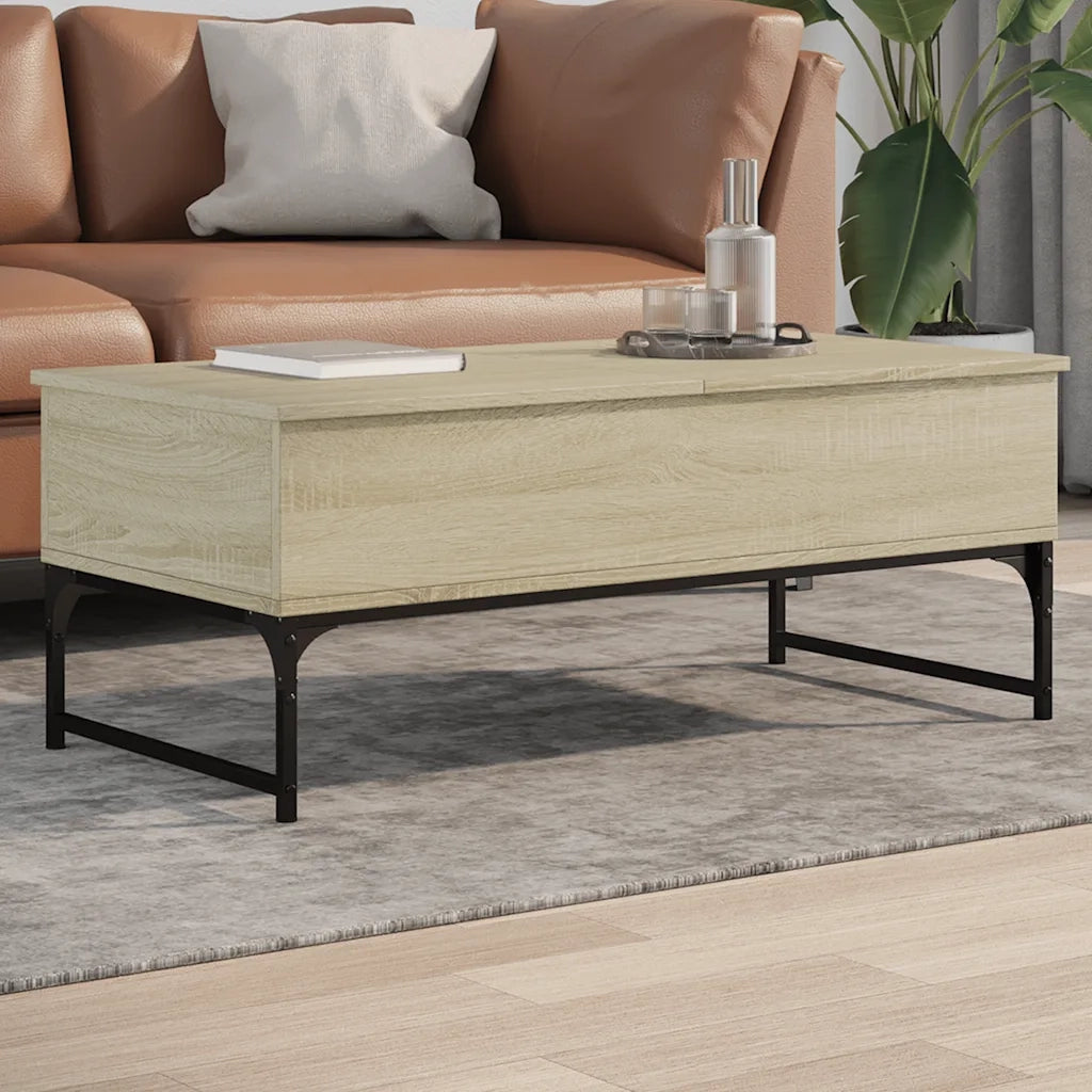 Tavolino salotto | Tavolino da caff¨¨ | Tavolino da Soggiorno Rovere Sonoma 100x50x40cm Multistrato Metallo