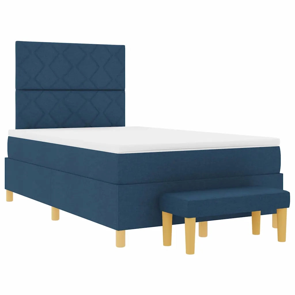 Letto a molle con materasso Blu 120 x 190 cm Tessuto