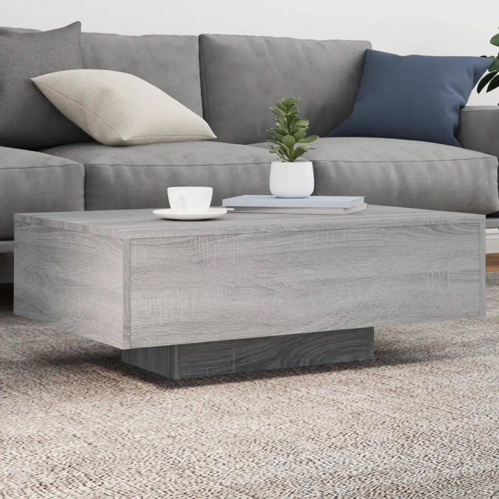 Tavolino da salotto | Tavolino da caff¨¨ | Tavolino da Soggiorno con Luci LED Grigio Sonoma 85x55x31 cm