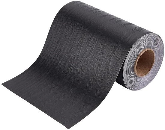 Tape autoadesivo per legno autofissante 33Ft x 4 in PVC nero - patch di riparazione per mobili, pavimento, porta - adesivo impermeabile per rivestimento - cucina, bagno - nastro di riparazione per pavimenti