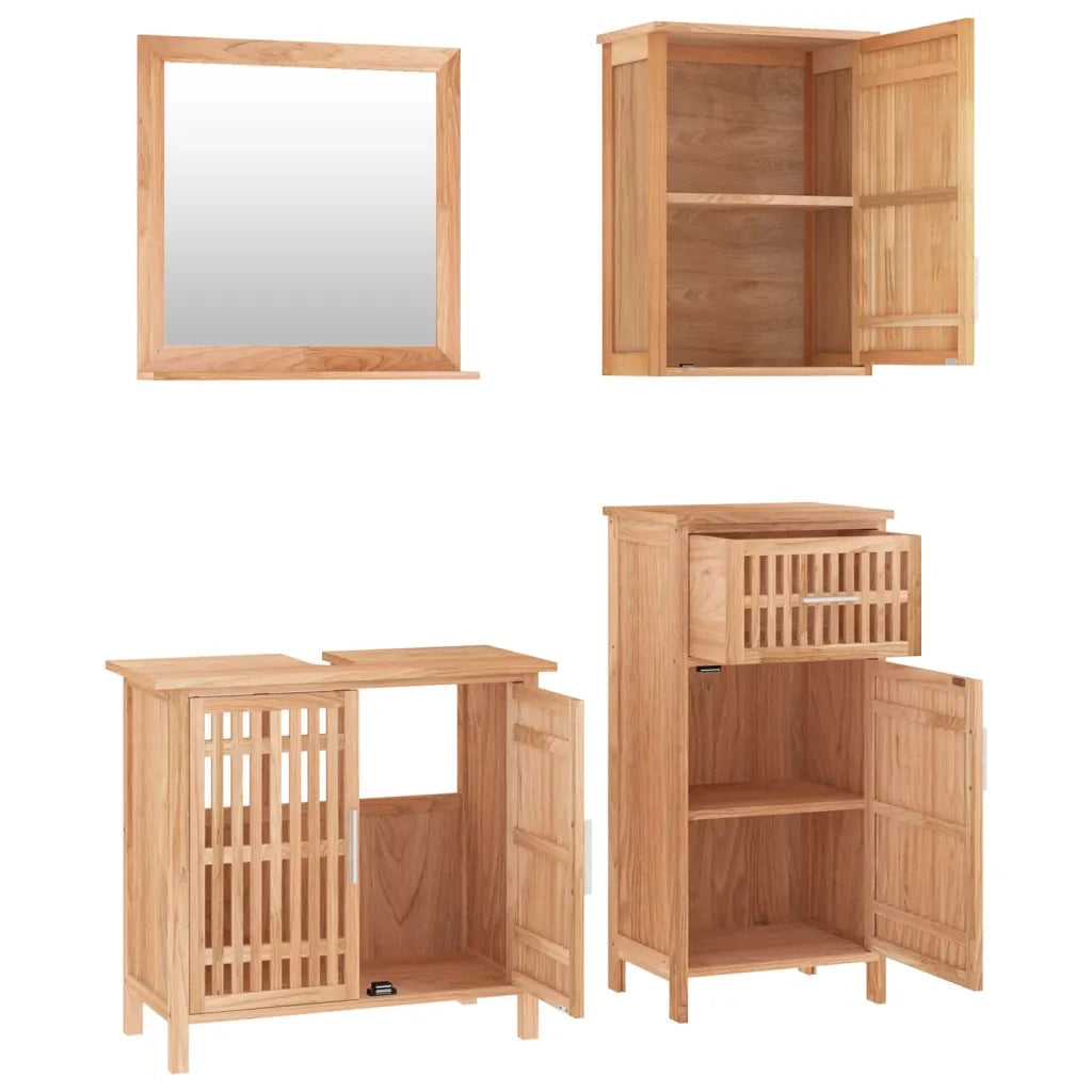 Set Mobili da Bagno 4pz in Legno Massello di Noce 3185785