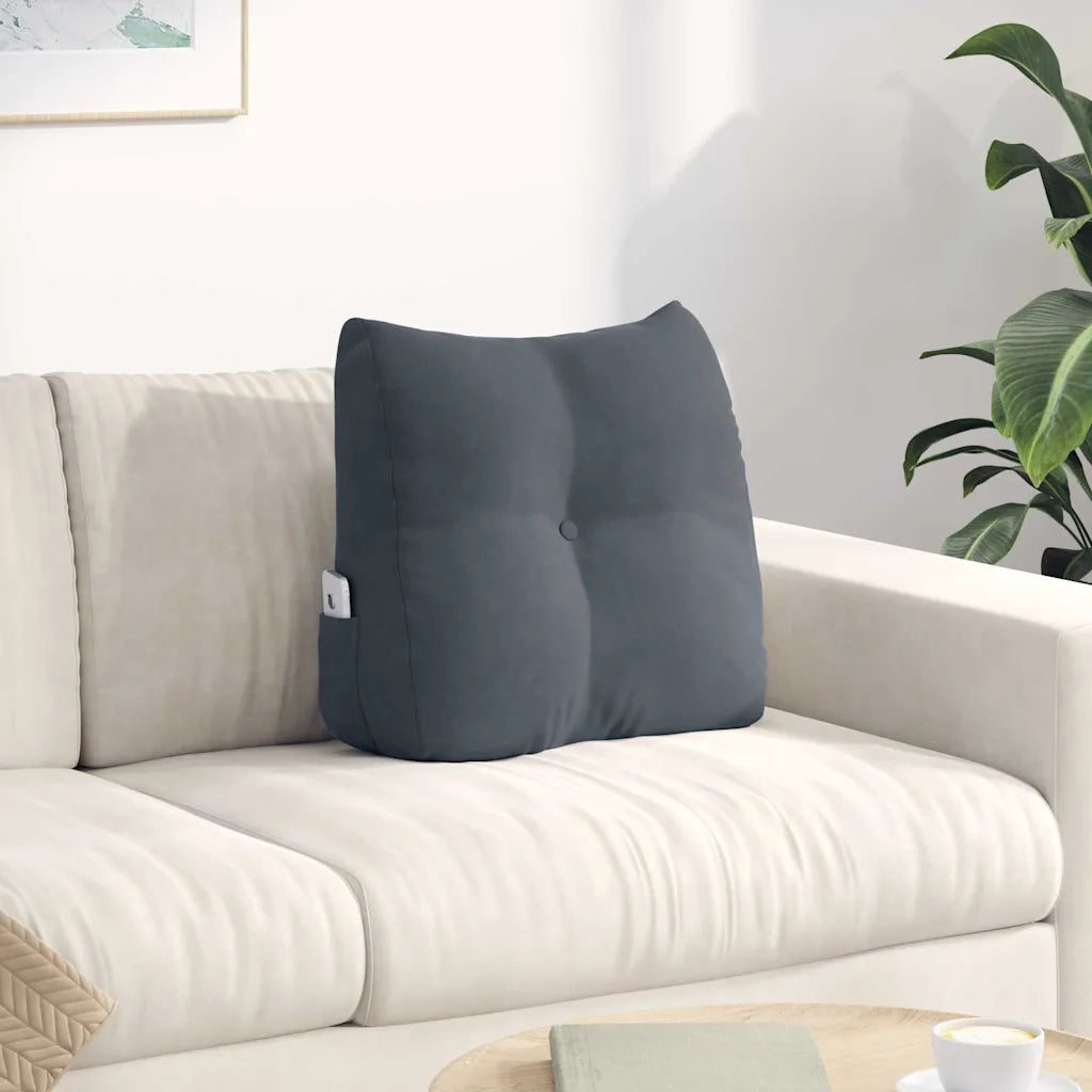 Cuscino per Schiena | Cuscino dorsale Grigio scuro 45 x 24 x 50 cm Velluto