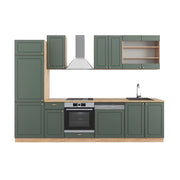 Cucina componibile Fame-Line Verde-oro rustico/Rovere dorato 300 cm senza piano di lavoro Vicco