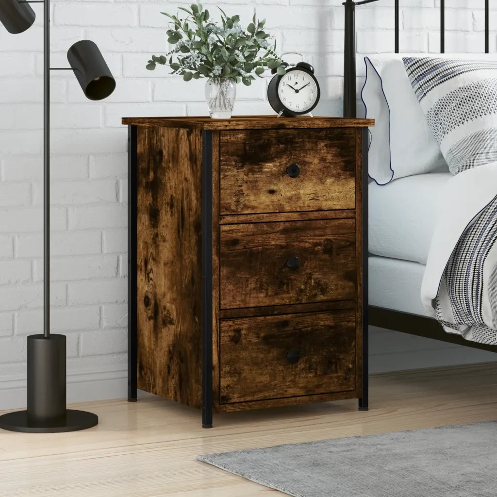 Comodino | Armadio da Notte | Mobiletto da notte Rovere Fumo 40x36x60 cm in Legno Multistrato