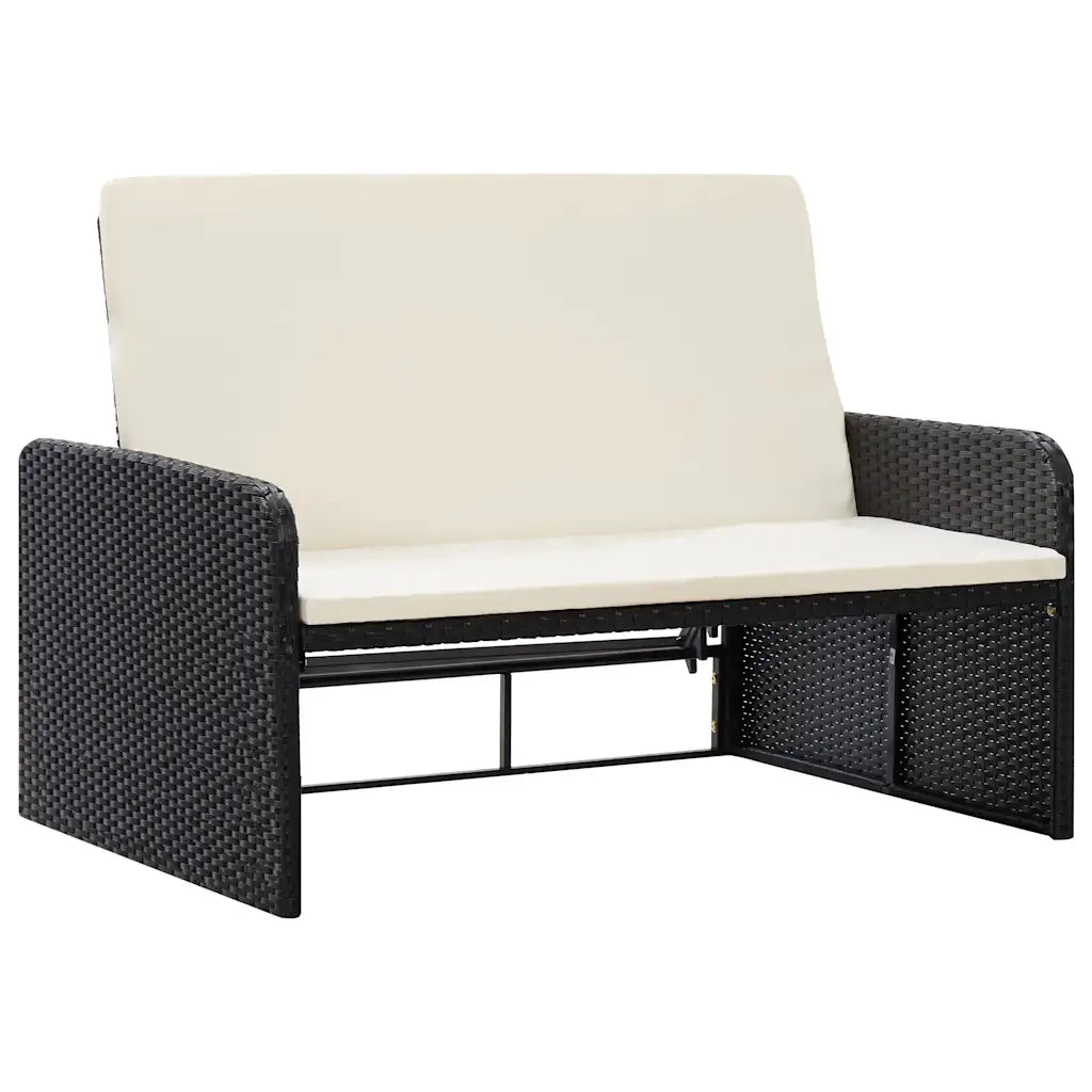 Set Divani da Giardino 2 pz | Set Salotto da Giardino con Cuscini in Polyrattan Nero