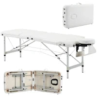 Lettino Massaggi Portatile Pieghevole e Professionale in Alluminio bianco 215x81x61-84cm