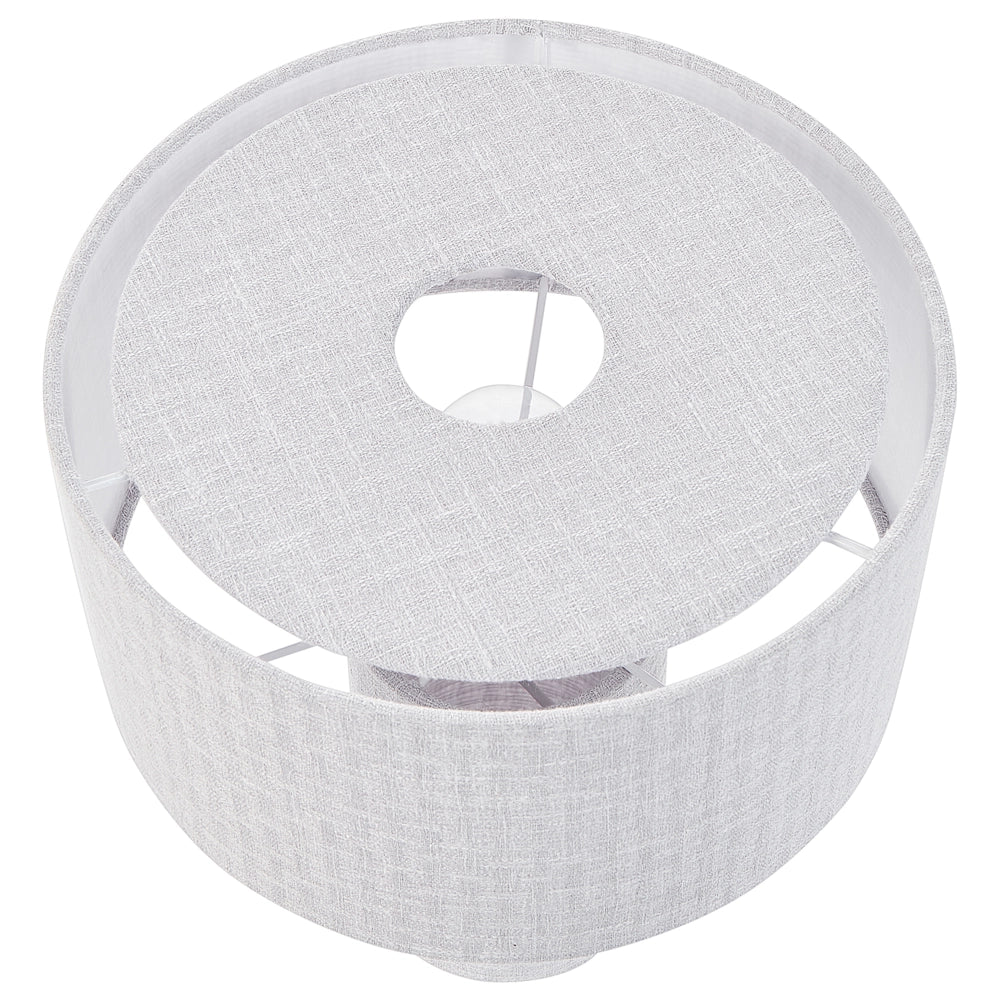 Lampada da tavolo da comodino Grigio Base in cotone e lino Tessuto Paralume a tamburo 30 cm Stile moderno Soggiorno Camera da letto