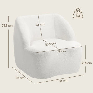 Fauteuil con schienale imbottito in pile e base antiscivolo per salotto e studio in poliestere crema