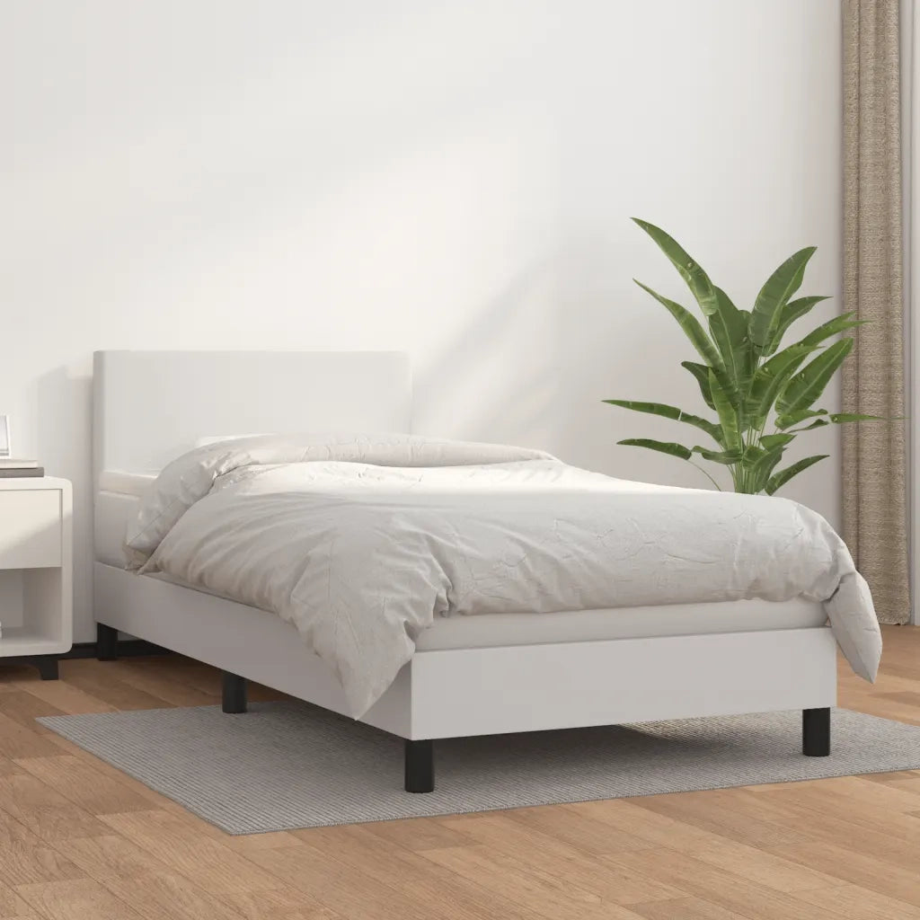 Giroletto a Molle con Materasso-Struttura Letto Bianco 90x190 cm in Similpelle 377494