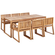 Set da pranzo a 6 posti in legno d'acacia certificato resistente agli agenti atmosferici dal design classico
