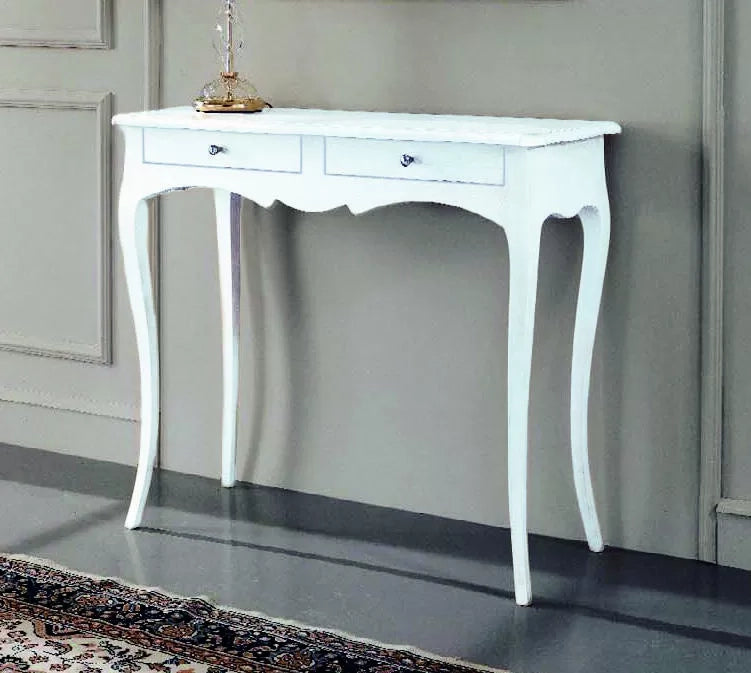 Consolle arte povera 2 cassetti in legno bianco l .96 h 80 p. 41 (1476) - Mobili 2G
